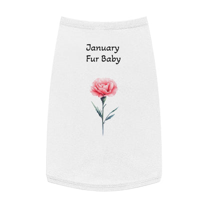 Graphic Pet Tank Top, January Fur Baby - Dog Lover Gift, Birthday Present, Floral Sleeveless Shirt, Cute Pet Apparel, Pet Owner