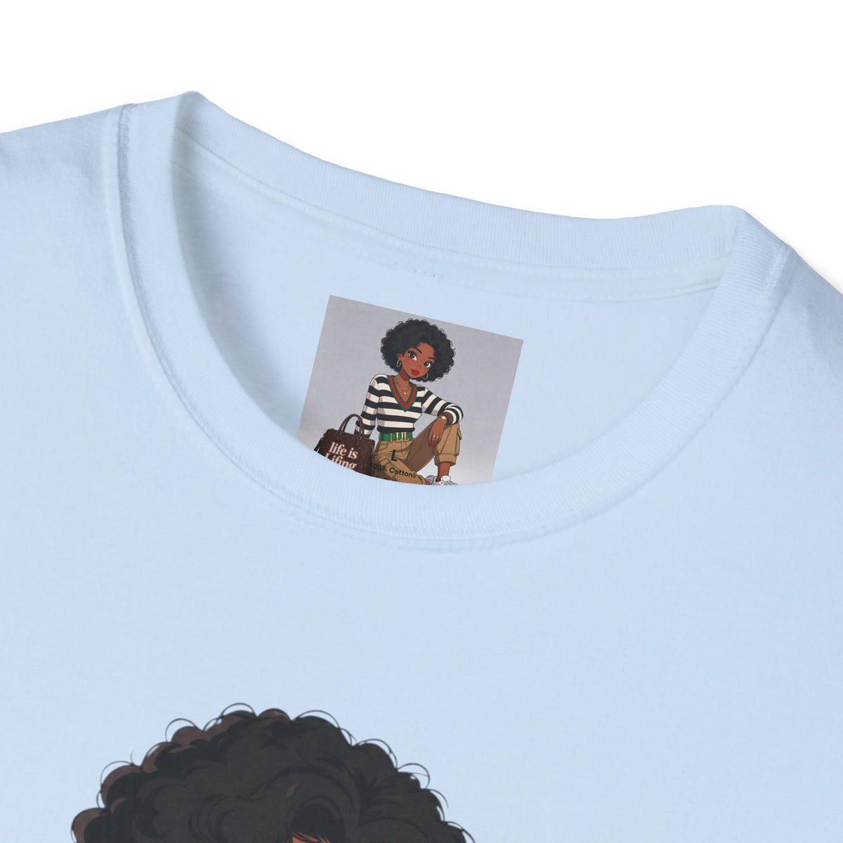 Personalizable Life Is Lifing Black Woman Graphic Tee - Two images to choose from.