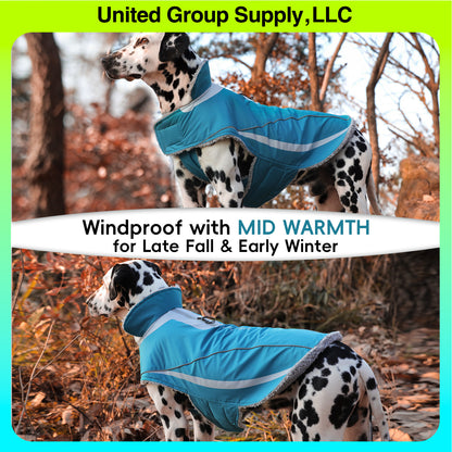 VIVAGLORY Dog Coat Dog Jacket For Winter Fleece Dog Vest For Golden Retriever, Fleece Dog Fleece Coat Dog Parka For Cold Weather Puppy Coat For Medium Dog, Harness Hole Puppy Jacket Dog Coat For Halloween Dog Jacket For Shar