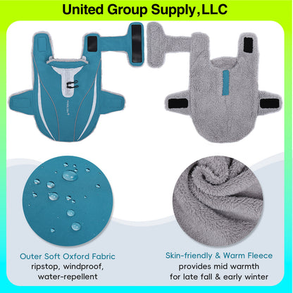 VIVAGLORY Dog Coat Dog Jacket For Winter Fleece Dog Vest For Golden Retriever, Fleece Dog Fleece Coat Dog Parka For Cold Weather Puppy Coat For Medium Dog, Harness Hole Puppy Jacket Dog Coat For Halloween Dog Jacket For Shar