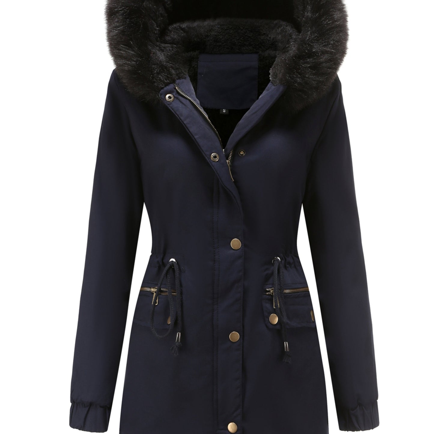 Cozy Fuzzy Trim Parka Hoodie Coat - Thermal Insulation, Long Sleeve, Drawstring Waist, Casual Chic, Fall & Winter Essential, Women's Clothing