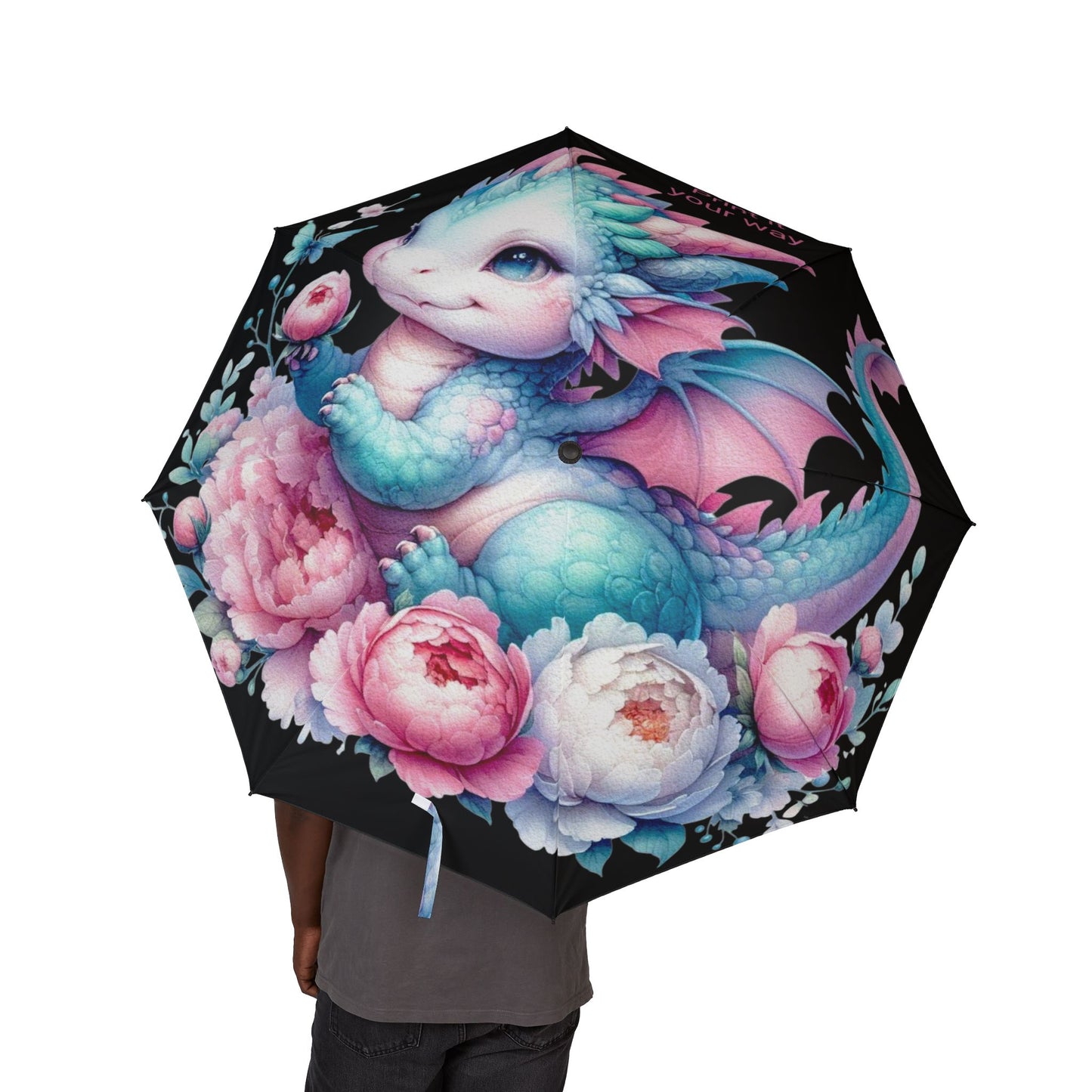 Dragon Floral Umbrella, Stylish Folding Umbrella, Cute Rain Gear, Gifts for Her, Rainy Day Accessories, Outdoor Essentials, Art Umbrella