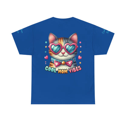 Cool Mom Vibes Cat Tee, Unisex Cotton T-Shirt, Cute Cat Shirt, Pet Lover Gift, Fun Gift for Moms, Playful Everyday Wear