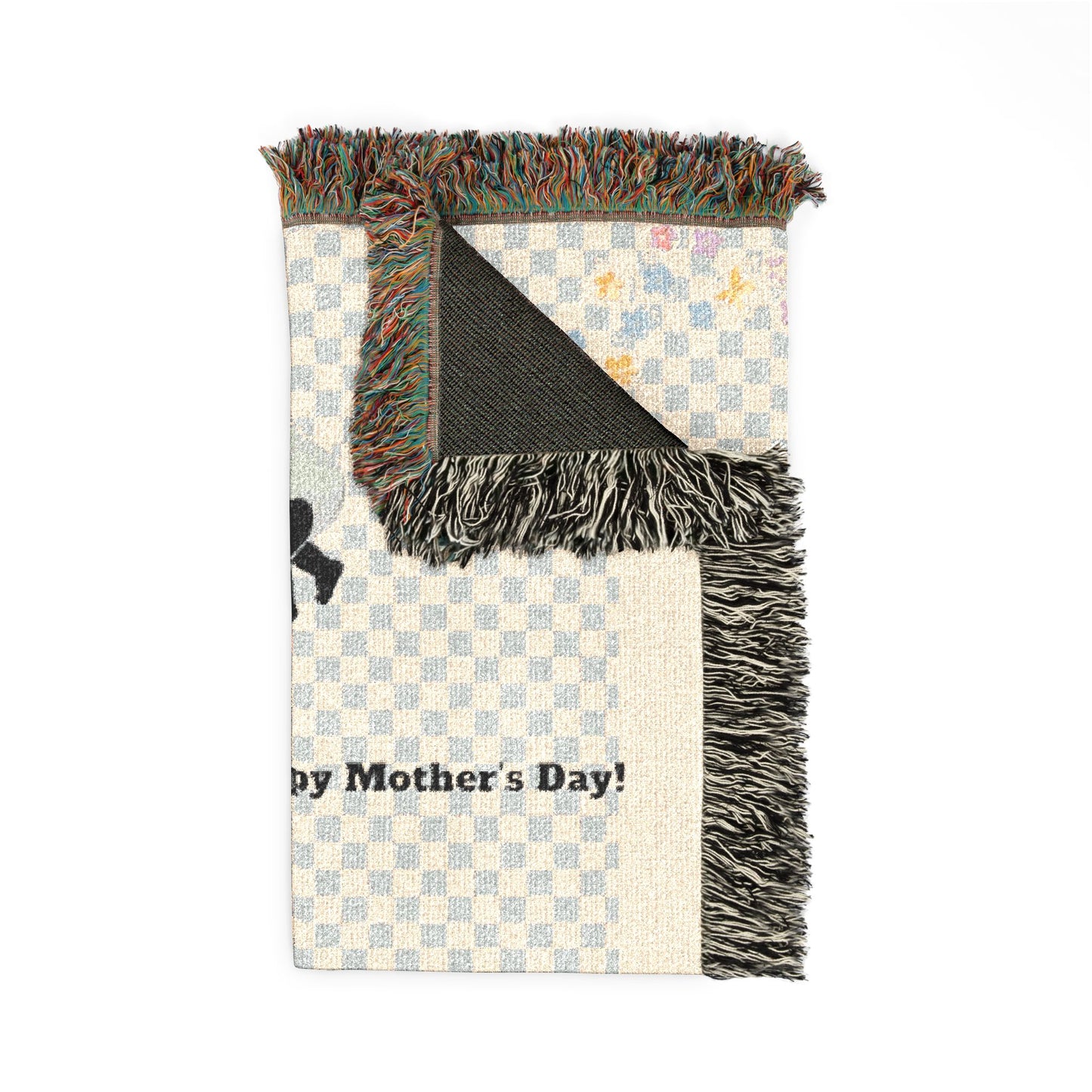 Mama & Little Ones Woven Blanket — Mother Holding Infant with Toddler Design