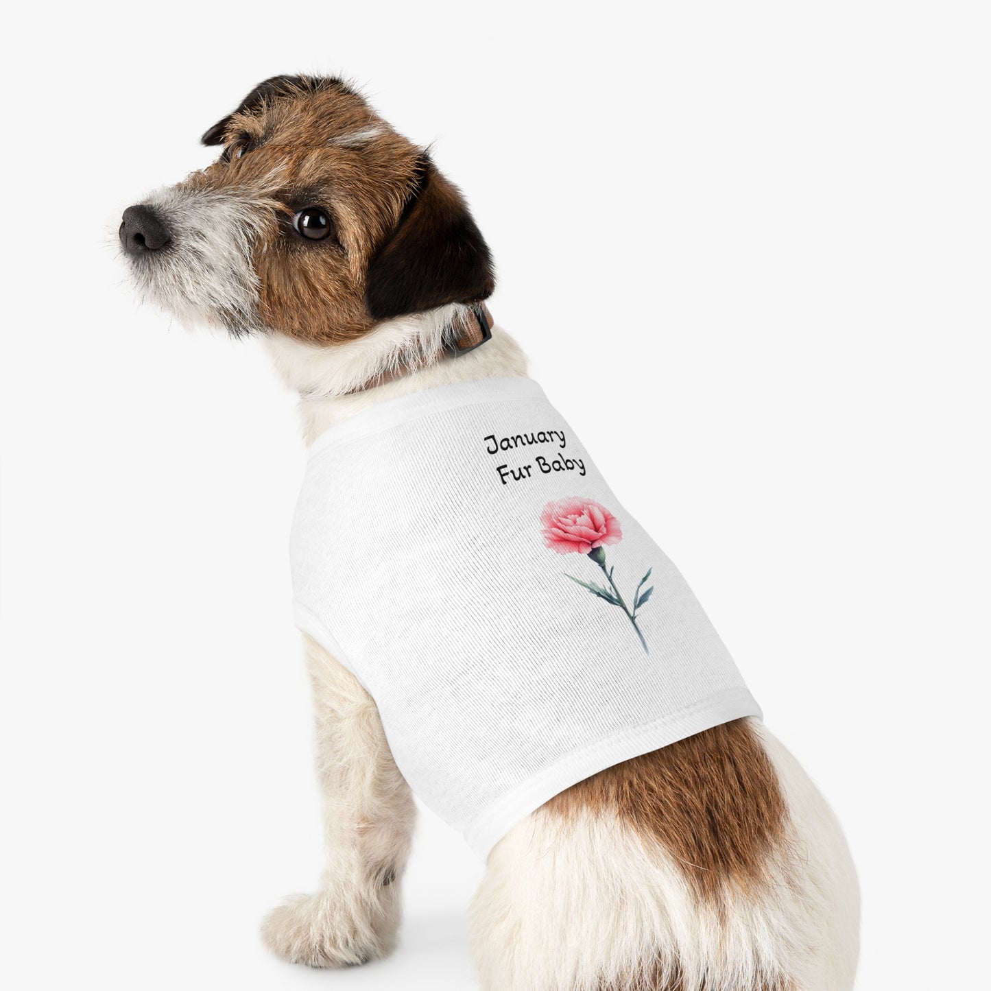Graphic Pet Tank Top, January Fur Baby - Dog Lover Gift, Birthday Present, Floral Sleeveless Shirt, Cute Pet Apparel, Pet Owner