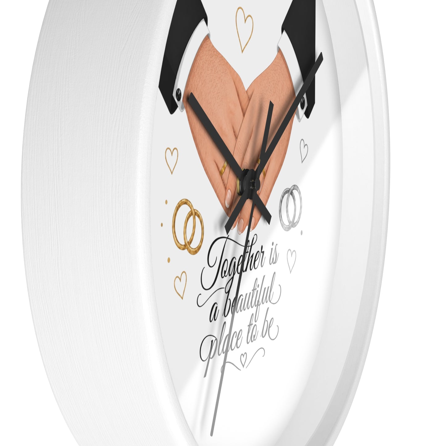 Handfasted Grooms Holding Hands Wall Clock | Wedding Rings, Personalized Date