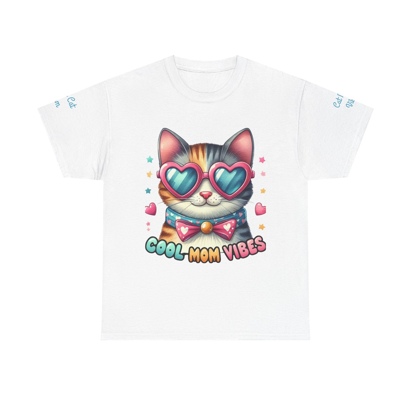 Cool Mom Vibes Cat Tee, Unisex Cotton T-Shirt, Cute Cat Shirt, Pet Lover Gift, Fun Gift for Moms, Playful Everyday Wear