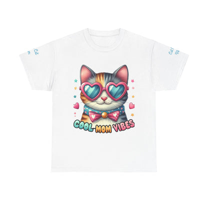 Cool Mom Vibes Cat Tee, Unisex Cotton T-Shirt, Cute Cat Shirt, Pet Lover Gift, Fun Gift for Moms, Playful Everyday Wear