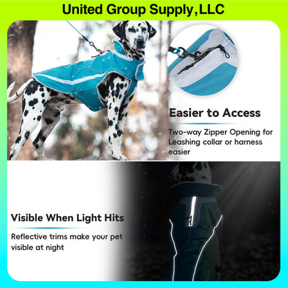 VIVAGLORY Dog Coat Dog Jacket For Winter Fleece Dog Vest For Golden Retriever, Fleece Dog Fleece Coat Dog Parka For Cold Weather Puppy Coat For Medium Dog, Harness Hole Puppy Jacket Dog Coat For Halloween Dog Jacket For Shar