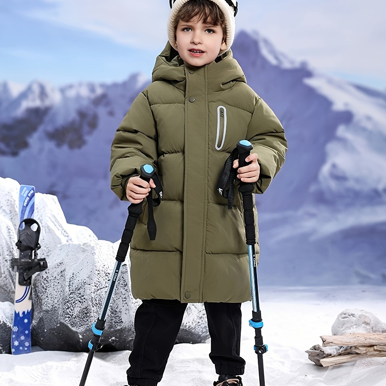 Youngsters' WarmthMax Hooded Parka Jacket - Ultra-Thick, Windproof, and Water-Resistant Winter Coat with Multiple Pockets for Boys and Girls, Machine Washable, Easy Care, and Perfect for Outdoor Play