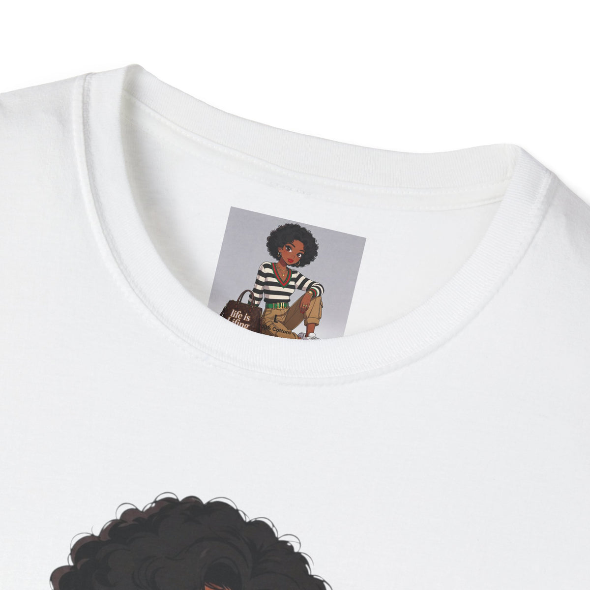 Personalizable Life Is Lifing Black Woman Graphic Tee - Two images to choose from.