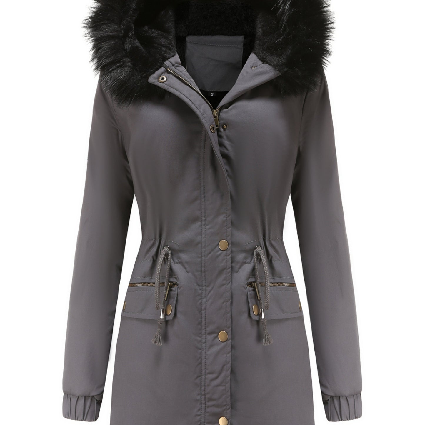 Cozy Fuzzy Trim Parka Hoodie Coat - Thermal Insulation, Long Sleeve, Drawstring Waist, Casual Chic, Fall & Winter Essential, Women's Clothing