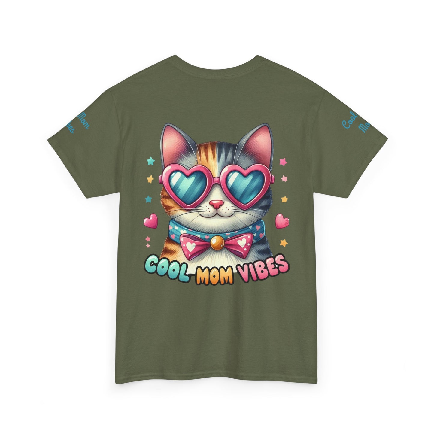 Cool Mom Vibes Cat Tee, Unisex Cotton T-Shirt, Cute Cat Shirt, Pet Lover Gift, Fun Gift for Moms, Playful Everyday Wear