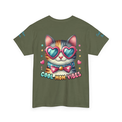 Cool Mom Vibes Cat Tee, Unisex Cotton T-Shirt, Cute Cat Shirt, Pet Lover Gift, Fun Gift for Moms, Playful Everyday Wear