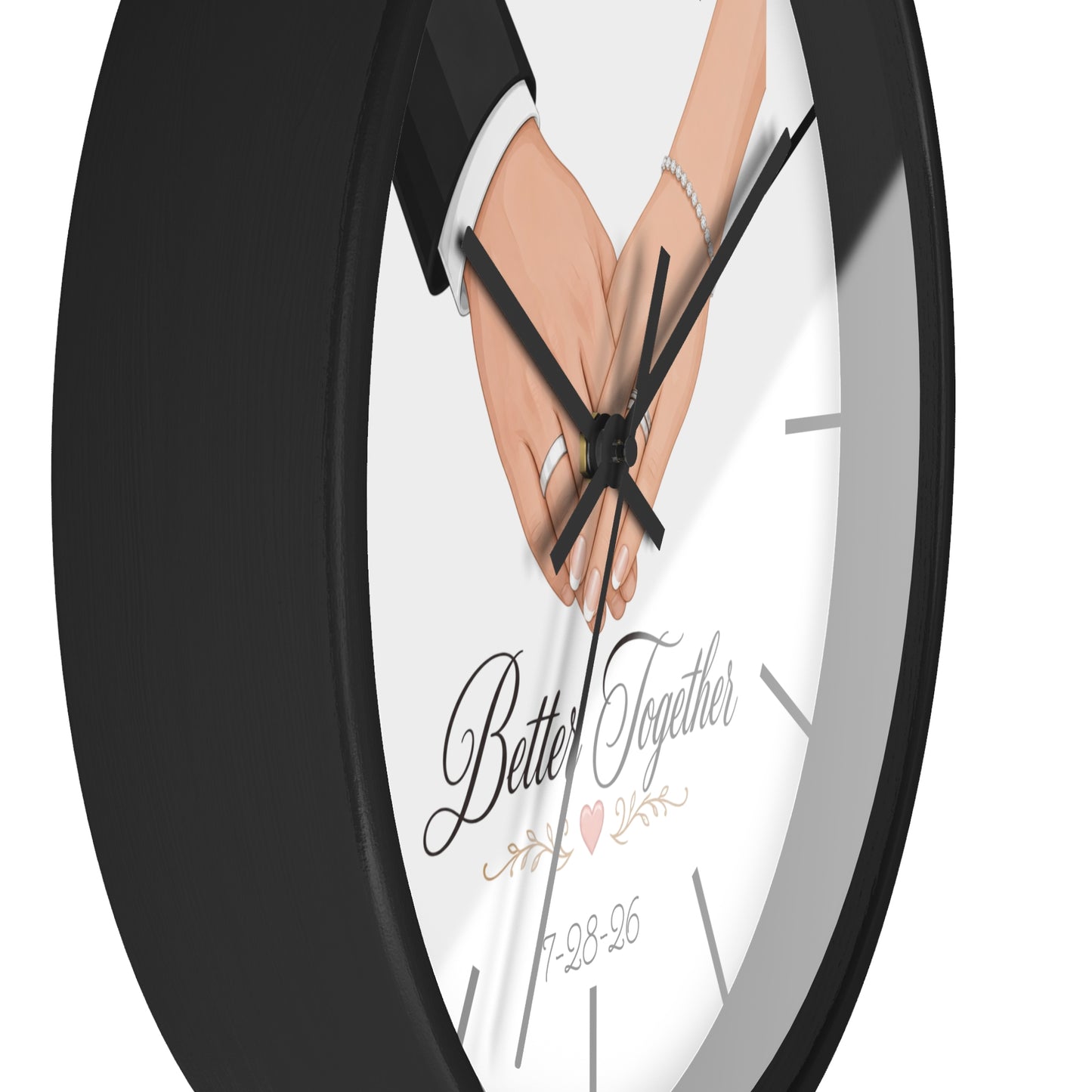 Better Together Wall Clock | Wedding Hands, Custom Date