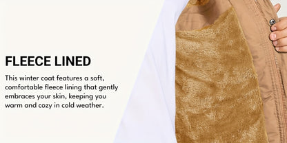 Men's Winter Windproof Full-Zip Jacket with & Detachable Hood - Heavy-Duty Multi-Pocket Parka Coat Suitable for Outdoor,, - Machine Washable Warm Jacket