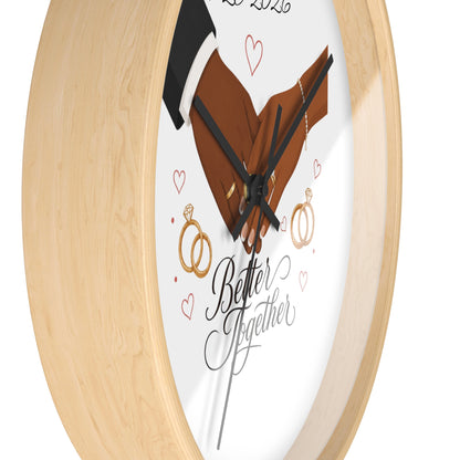 Joined Hands Wedding Rings Wall Clock | Better Together, Personalized Date