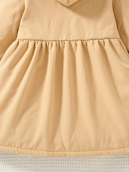 Xuanyusi Girls' Casual Fashion Solid Color Double-Breasted Long Sleeve Hooded Jacket, Polar Fleece for Autumn and Winter, Autumn Jacket, Winter Coat, Classic Style, Hooded Design, Soft Material, Durable Construction, Fleeceli