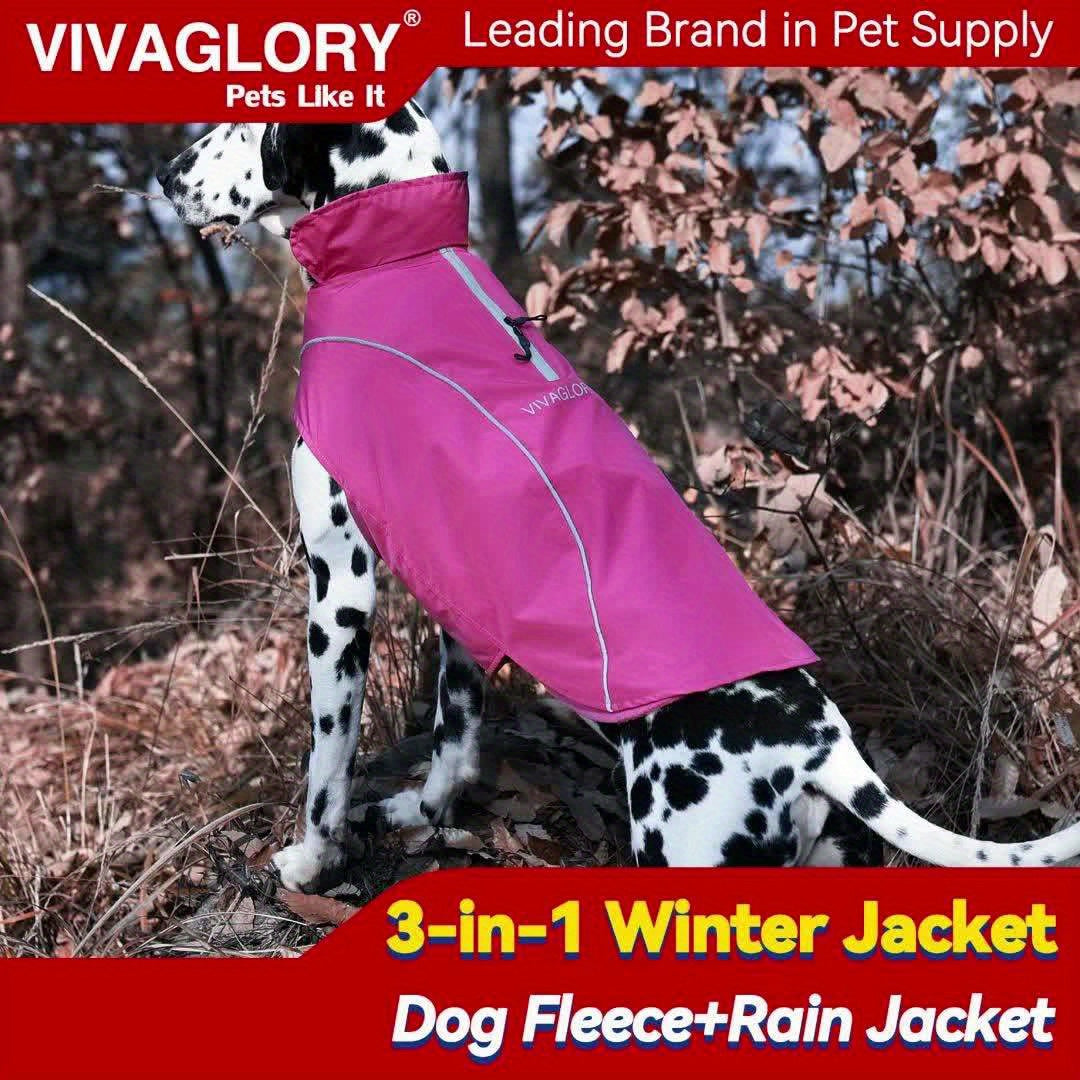 VIVAGLORY Dog Coat Dog Jacket for Winter, 3in 1 Fleece Dog Vest for Christmas Day Dog Fleece Coat with, Reflective Dog Parka Puppy Jacket for Cold Weather Dog Coat with Harness Hole, Warm Puppy Coat Dog Jacket for Halloween F