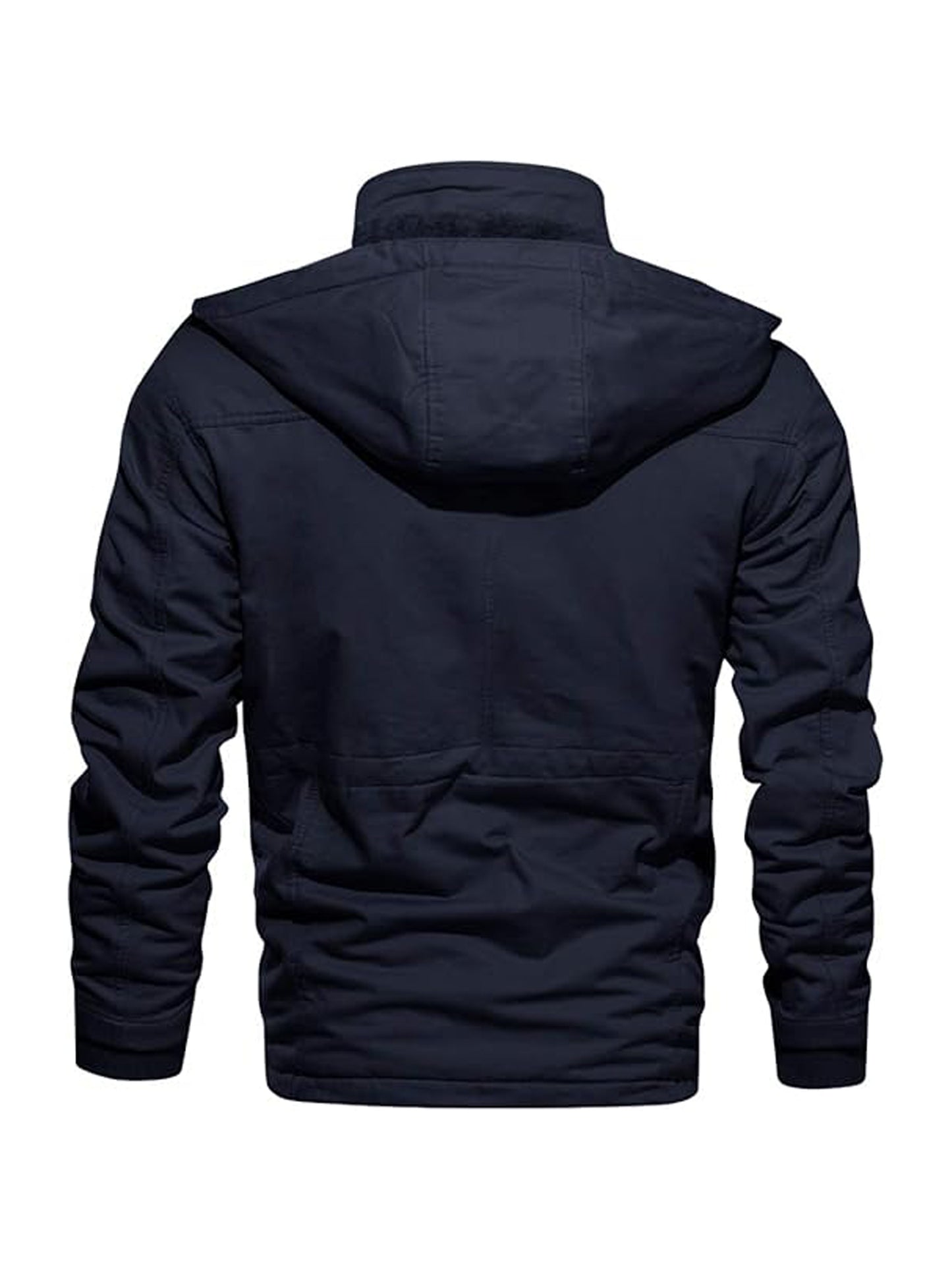 Men's Winter Windproof Full-Zip Jacket with & Detachable Hood - Heavy-Duty Multi-Pocket Parka Coat Suitable for Outdoor,, - Machine Washable Warm Jacket