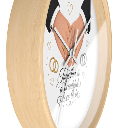 Handfasted Grooms Holding Hands Wall Clock | Wedding Rings, Personalized Date