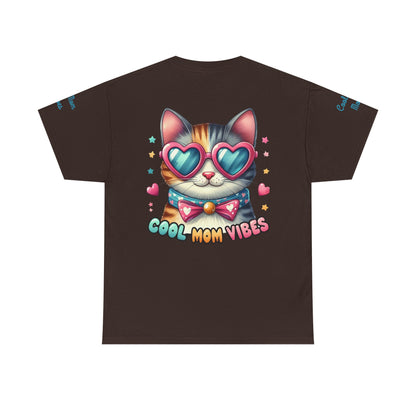 Cool Mom Vibes Cat Tee, Unisex Cotton T-Shirt, Cute Cat Shirt, Pet Lover Gift, Fun Gift for Moms, Playful Everyday Wear