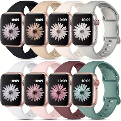 8/15pcs Soft Silicone for Apple Watch Bands - Waterproof Sport Watch Straps for Men And Women - Compatible with 40mm 41mm 38mm 45mm 44mm 42mm for iWatch SE Series 10 9 8 7 6 5 4 3 2, Durable Replacement Wristbands with Comfor
