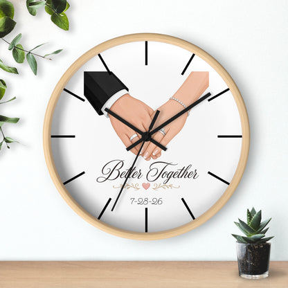 Better Together Wall Clock | Wedding Hands, Custom Date
