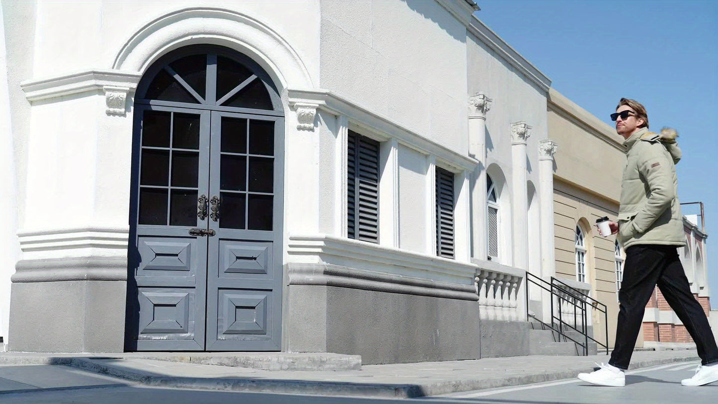 [S-2XL/4COLORS] Men'S Fleece Lined Parka Jacket Hooded Jacket Ribbed-knit Cuffs Warm Winter Coat Premium Level Shell Thicken Fur Jackets Windproof Coats Drawstring Convenient For Daily Life Or Outdoor Activities