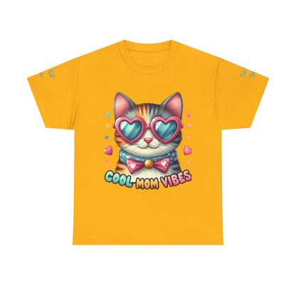 Cool Mom Vibes Cat Tee, Unisex Cotton T-Shirt, Cute Cat Shirt, Pet Lover Gift, Fun Gift for Moms, Playful Everyday Wear