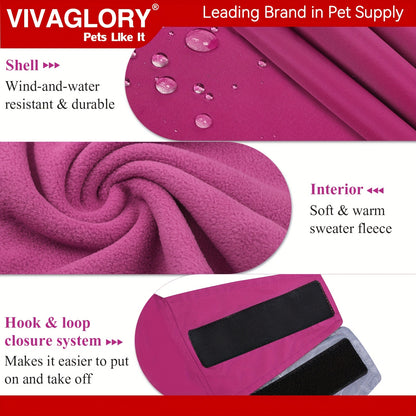 VIVAGLORY Dog Coat Dog Jacket for Winter, 3in 1 Fleece Dog Vest for Christmas Day Dog Fleece Coat with, Reflective Dog Parka Puppy Jacket for Cold Weather Dog Coat with Harness Hole, Warm Puppy Coat Dog Jacket for Halloween F