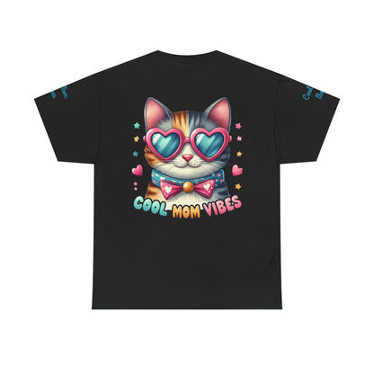 Cool Mom Vibes Cat Tee, Unisex Cotton T-Shirt, Cute Cat Shirt, Pet Lover Gift, Fun Gift for Moms, Playful Everyday Wear