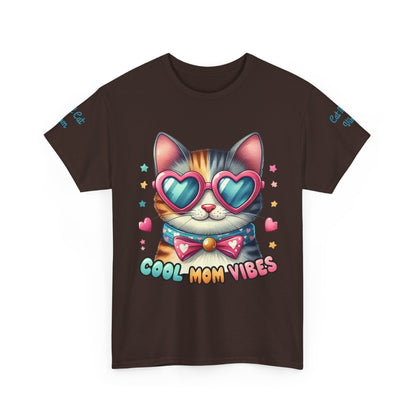 Cool Mom Vibes Cat Tee, Unisex Cotton T-Shirt, Cute Cat Shirt, Pet Lover Gift, Fun Gift for Moms, Playful Everyday Wear