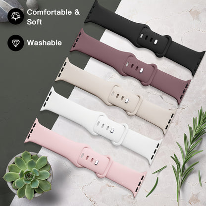 8/15pcs Soft Silicone for Apple Watch Bands - Waterproof Sport Watch Straps for Men And Women - Compatible with 40mm 41mm 38mm 45mm 44mm 42mm for iWatch SE Series 10 9 8 7 6 5 4 3 2, Durable Replacement Wristbands with Comfor