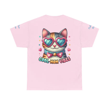 Cool Mom Vibes Cat Tee, Unisex Cotton T-Shirt, Cute Cat Shirt, Pet Lover Gift, Fun Gift for Moms, Playful Everyday Wear