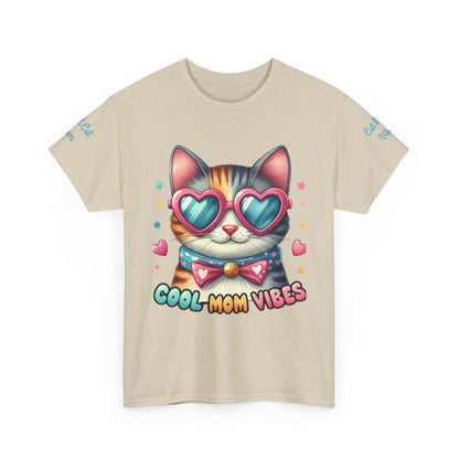 Cool Mom Vibes Cat Tee, Unisex Cotton T-Shirt, Cute Cat Shirt, Pet Lover Gift, Fun Gift for Moms, Playful Everyday Wear