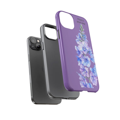 Custom cell phone tough case, Personalized Gift, July birth flower