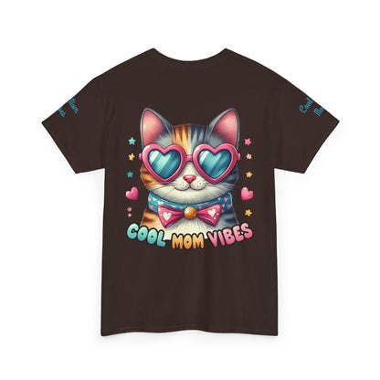 Cool Mom Vibes Cat Tee, Unisex Cotton T-Shirt, Cute Cat Shirt, Pet Lover Gift, Fun Gift for Moms, Playful Everyday Wear