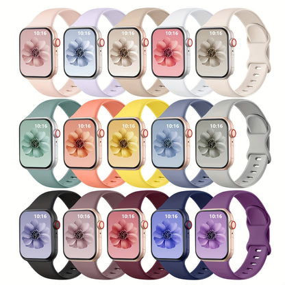 8/15pcs Soft Silicone for Apple Watch Bands - Waterproof Sport Watch Straps for Men And Women - Compatible with 40mm 41mm 38mm 45mm 44mm 42mm for iWatch SE Series 10 9 8 7 6 5 4 3 2, Durable Replacement Wristbands with Comfor