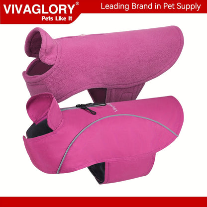 VIVAGLORY Dog Coat Dog Jacket for Winter, 3in 1 Fleece Dog Vest for Christmas Day Dog Fleece Coat with, Reflective Dog Parka Puppy Jacket for Cold Weather Dog Coat with Harness Hole, Warm Puppy Coat Dog Jacket for Halloween F