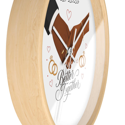 Joined Hands Wedding Rings Wall Clock | Better Together, Personalized Date