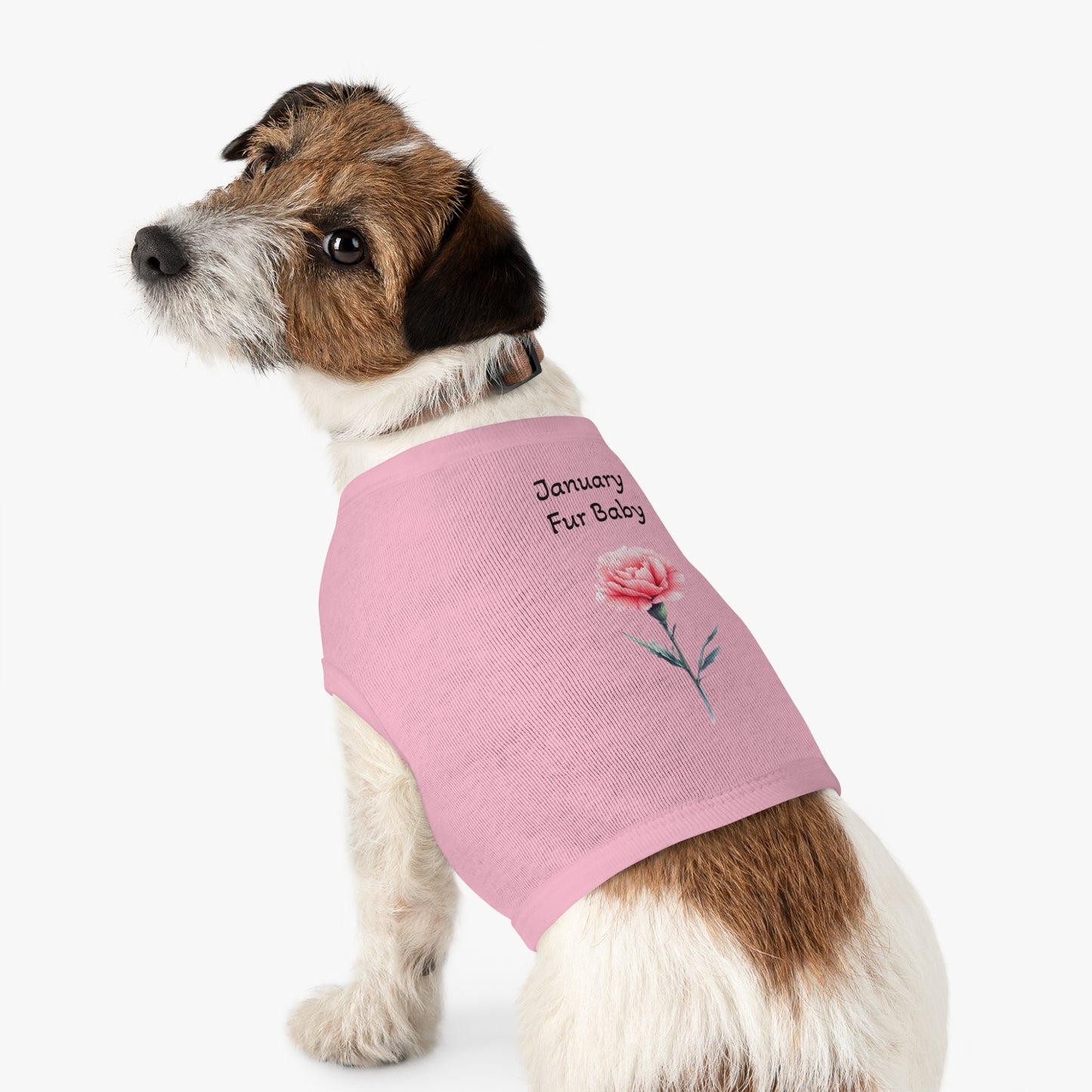 Graphic Pet Tank Top, January Fur Baby - Dog Lover Gift, Birthday Present, Floral Sleeveless Shirt, Cute Pet Apparel, Pet Owner
