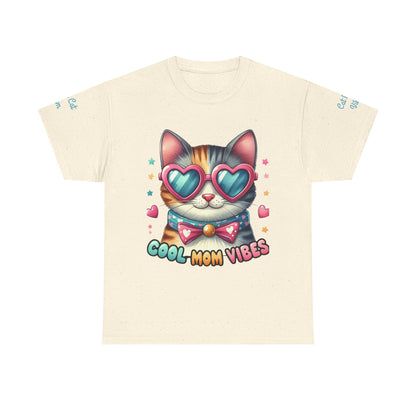 Cool Mom Vibes Cat Tee, Unisex Cotton T-Shirt, Cute Cat Shirt, Pet Lover Gift, Fun Gift for Moms, Playful Everyday Wear