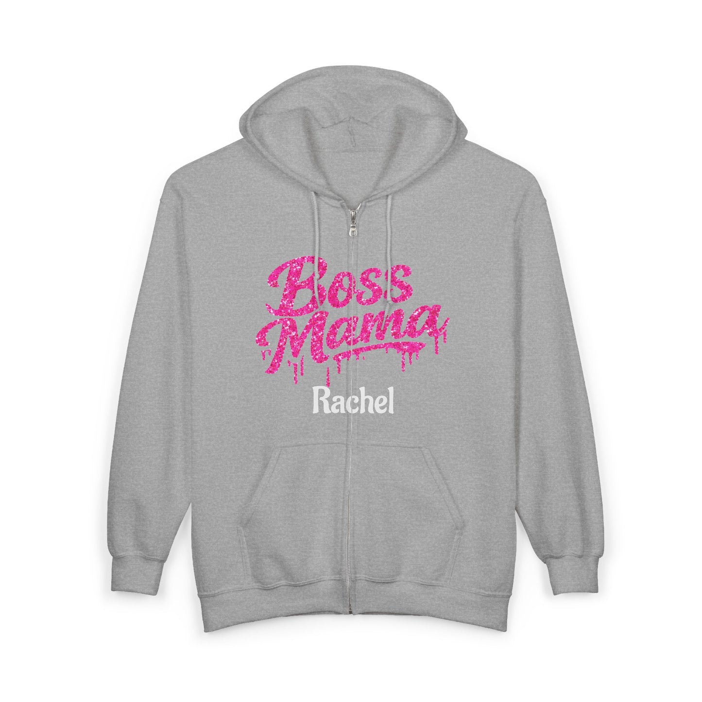 Boss Mama Zip Hoodie | Personalized Rachel, Pink Mom Design