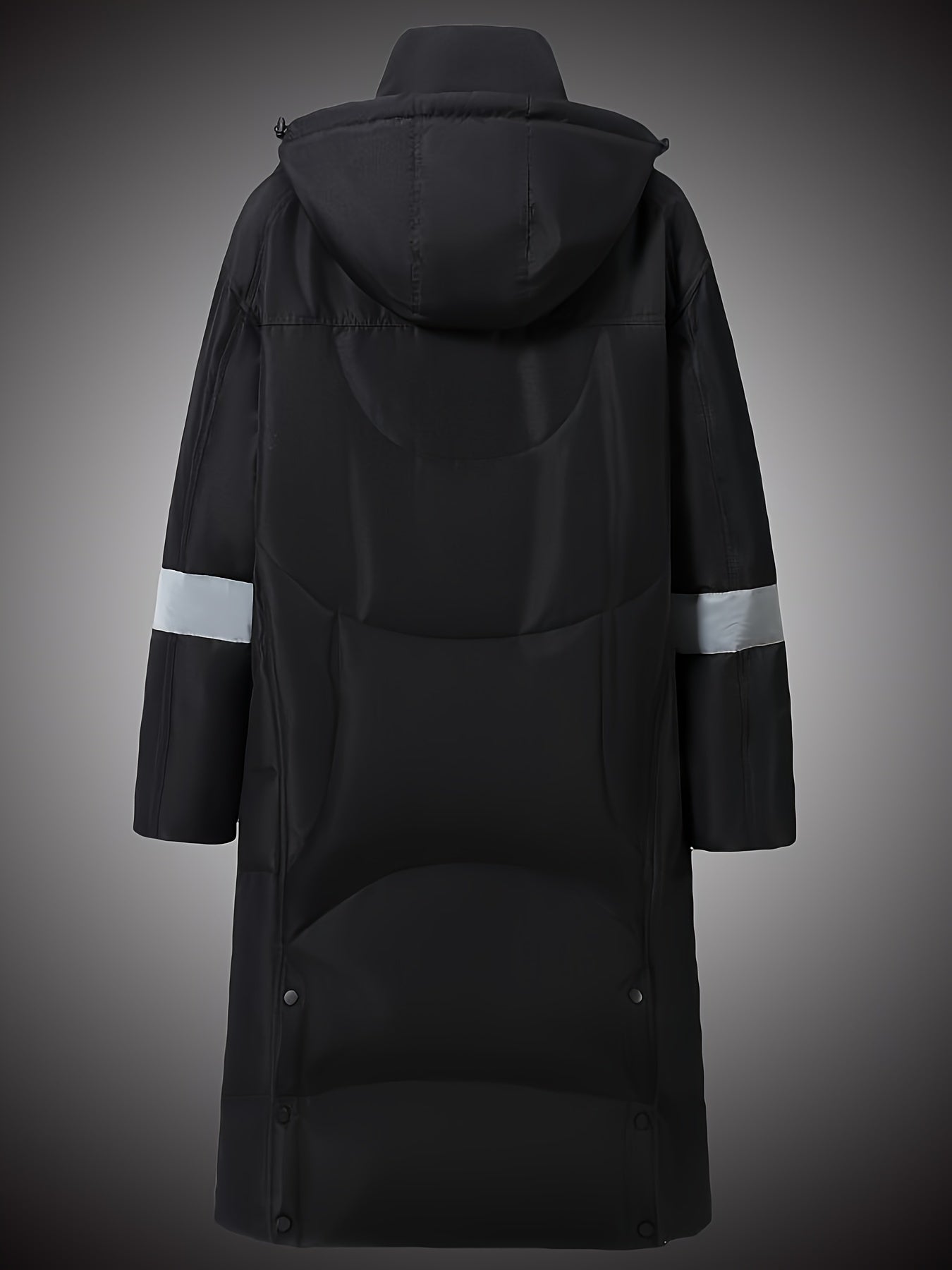 Unisex Casual Oxford Fabric Hooded Down Coat with Pockets, Long Over-the-Knee Style, Solid Color with Non-Stretch Fabric, Polyester Lining, Regular Fit Duck Down Insulation - Fashionable Longline Winter Parka