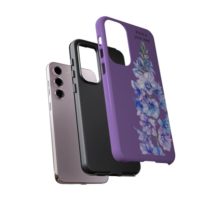Custom cell phone tough case, Personalized Gift, July birth flower