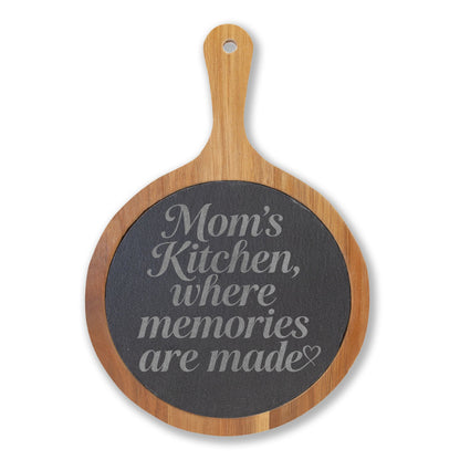 Personalized Engraved Charcuterie Board with Slate Inset & Cheese Tools