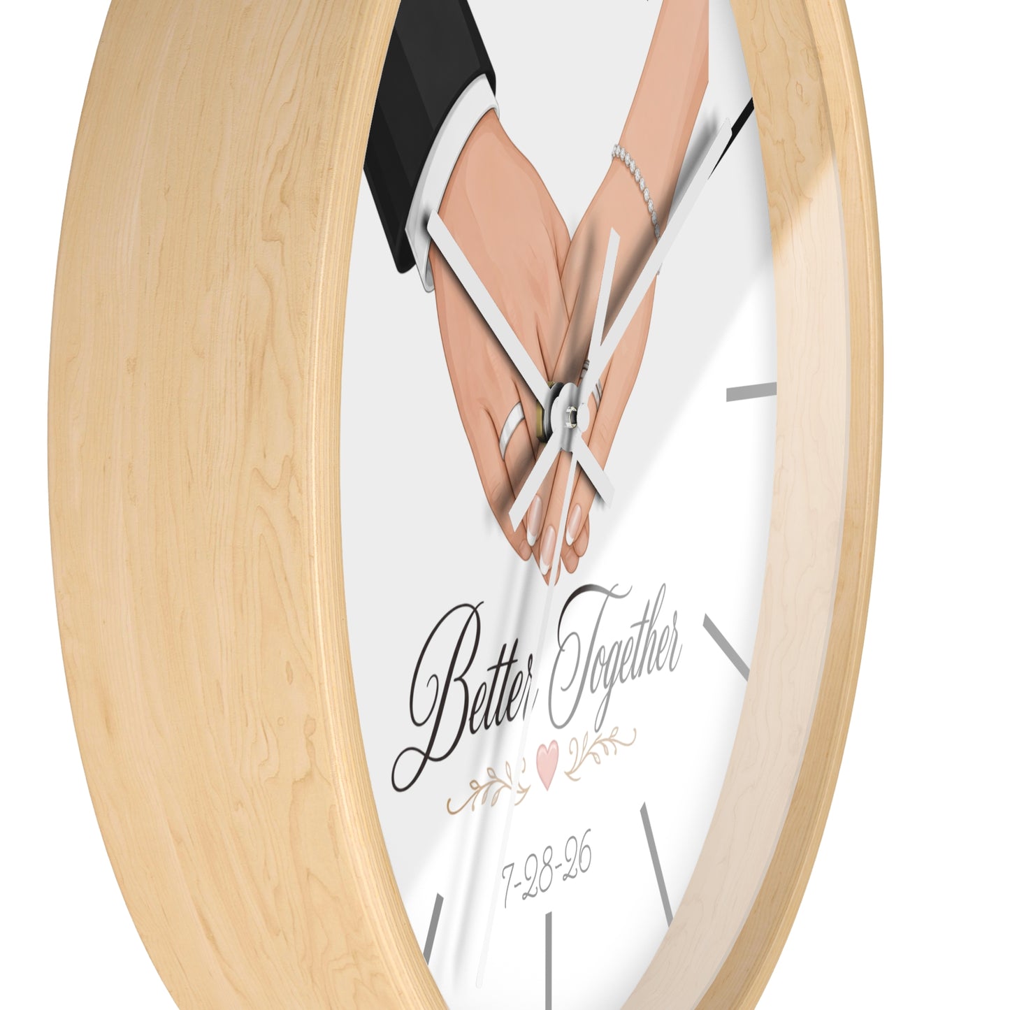 Better Together Wall Clock | Wedding Hands, Custom Date