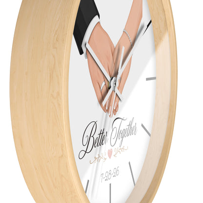 Better Together Wall Clock | Wedding Hands, Custom Date