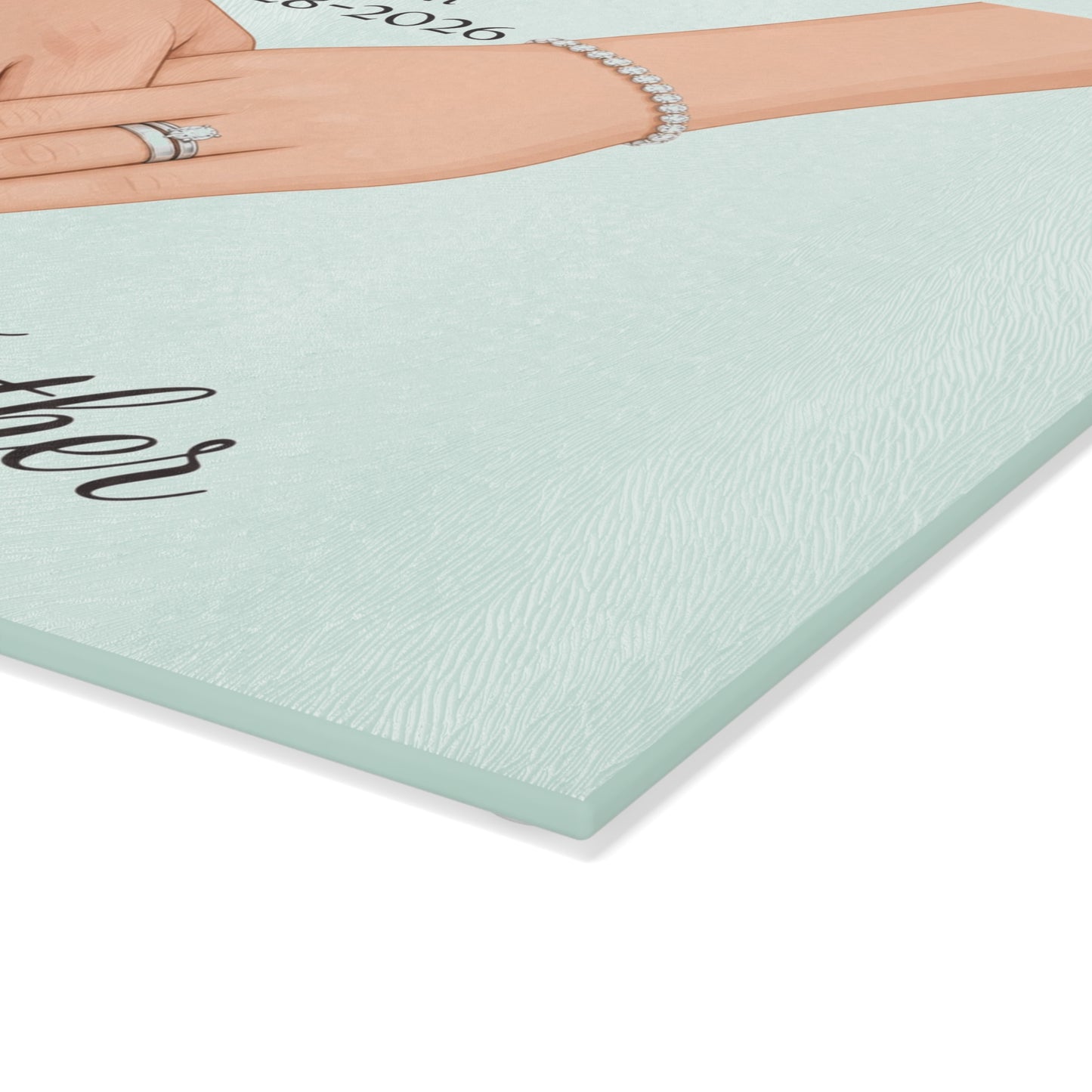 Better Together wedding hands Glass Cutting Board | Personalized date names